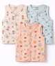 CUCUMBER Sinker Knit Sleeveless Jhablas With Animal & Ship Print - Blue Cream & Peach