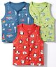 CUCUMBER Sinker Knit Sleeveless Jhablas With Ship & Penguin Print Pack of 3 - Navy Blue Red & Green