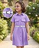 Hola Bonita Knit Half Sleeves Textured Fabric Shirt Dress With Belt - Lavender