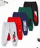 Trampoline Cotton Blend Knit Pack Of 5 Typography Printed Joggers - Multi Colour