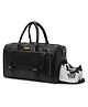 Fur Jaden Weekender Premium Duffle Bag with Shoe Pocket for Travel for Men & Women Made of Faux Leather with Attachable Shoulder Strap Cabin Holiday Bag - Black