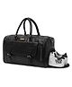 Fur Jaden Weekender Duffle Bag with Shoe Pocket for Travel for Men & Women Made of Textured Leatherette with Attachable Shoulder Strap Cabin Bag- Black
