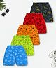 Trampoline Cotton Blend Pack Of 5 Vehicles Animal & Space Theme Printed Shorts - Multi Colour