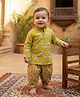 BownBee Pure Cotton Woven Full Sleeves Floral Printed Kurta & Dhoti Set - Green
