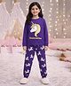 Unicorns Cotton Knit Full Sleeves Unicorn Printed Tee & Joggers Night Suit - Purple