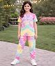 Unicorns Cotton Knit Half  Sleeves Original Vibes Text Printed Tie Dye Tee & Joggers Night Suit - Multi Colour