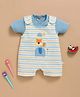 Wonderchild Animals Applique Detailed Dungaree With Half Sleeves Solid Tee - Blue & White