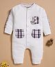 Wonderchild Full Sleeves Teddy Bear Face Applique Detailed  Romper - Dull White