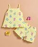 Wonderchild Sleeveless Cats Printed Coordinatng Top & Shorts Set - Lemon