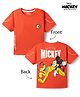 Babyhug Disney Single Jersey Knit Half Sleeves T-Shirts with Front & Back Mickey Mouse & Friends Graphics - Red