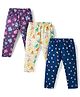 CUCUMBER Sinker Knit Full Length Hearts Printed Leggings Pack Of 3 - Navy Blue Purple & Lemon Yellow