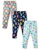 CUCUMBER Sinker Knit Full Length Ice Cream printed Leggings Pack of 3 - Grey Navy & Aqua Blue