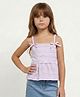 Taffykids Knit Sleeveless Textured Bow Applique Detailed Peplum Top - Purple