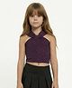Taffykids Knit Sleeveless Stone Embellished Crop Top - Wine