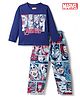 Babyhug Marvel Single Jersey Knit Full Sleeves T-Shirt & Pyjama Night-Suit With Avengers Graphics - Blue