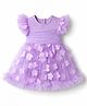 Mark & Mia Woven Half Sleeves Floral Applique Party Wear Frock Style Onesie - Purple