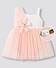 Mark & Mia Woven Sleeveless Party Wear Onesie With Floral Applique - Peach