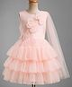 Mark & Mia Woven Sleeveless Party Frock With Bow Applique - Peach