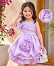 Mark & Mia Woven Sleeveless Party Frock With Floral Applique - Lavender