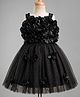 Mark & Mia Woven Sleeveless Party Frock With Floral Corsage - Black