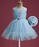 Mark & Mia Woven Sleeveless Ruffles & Frills Party Dress With Floral Applique - Sky Blue