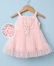 Mark & Mia Woven Sleeveless Ruffles & Frills Party Dress With Floral Applique - Peach