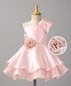 Mark & Mia Woven Sleeveless Ruffles and Frills Party Dress With Floral Applique - Pink