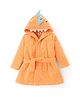 Doodle Poodle Highly Absorbent Terry Knit Full Sleeves Hooded Bath Robe With Applique - Orange