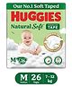 Huggies Natural Soft Premium Tape Diapers Medium (M) Size, 7-12 kgs 26 Count | Our No.1 Soft Taped Diaper with Cloud Soft Bed & Runny Poo Absorption