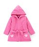 Doodle Poodle Highly Absorbent Terry Knit Full Sleeves Hooded Bath Robe with Heart Patch - Dark Pink