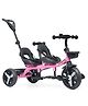 Babyhug AeroGlide DuoExplorer: 2-in-1 Twins Tricycle with Puncture Proof EVA Wheels - Pink| Dual Seats & Parental Control Handle| Foldable Footrest| Safety Harness| Non-slip Pedals| For 2 to 5 Years
