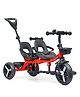 Babyhug AeroGlide DuoExplorer: 2-in-1 Twins Tricycle with Puncture Proof EVA Wheels - Red| Dual Seats & Parental Control Handle| Foldable Footrest| Safety Harness| Non-slip Pedals