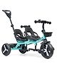 Babyhug AeroGlide DuoExplorer 2-in-1 Twins Tricycle with Puncture Proof EVA Wheels - Blue| Dual Seats & Parental Control Handle| Foldable Footrest| Safety Harness| Non-slip Pedals