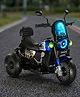 Babyhug Three Wheel Battery Operated Ride On Bike with Music & Lights - Black Blue| Foot Pedal Accelerator| Forward & Reverse Drive| Rechargeable Battery| 2 to 6 Years| Aux Music| easy to Assemble