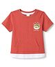 Babyhug Cotton Knit Half Sleeves Structured T-Shirt with Cub Face Patch - Red