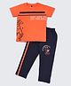Nite Flite Cotton Knit Half Sleeves Keep Your Eyes On The Ball Text Printed Tee & Pajama  Night Suit - Multi Colour