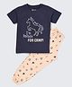 Nite Flite Cotton Knit Half Sleeves Hold Your Horses Text  Printed Tee & Pajama Night Suit - Multi Colour