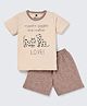 Nite Flite Cotton Knit Half Sleeves Wiggles Giggles &And Endless Love Text Printed Tee & Shorts Night Suit - Multi Colour