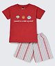 Nite Flite Cotton Knit Half Sleeves Summer Is A State Of Mind Text Printed Tee & Shorts Night Suit - Multi Colour
