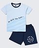 Nite Flite Cotton Knit Half Sleeves Go With The Flow Text Printed Tee & Shorts Night Suit - Multi Colour