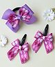 Ribbon candy Bow Applique Detailed Argyle Checked Hair Accessories Combo Set - Pink & Purple