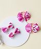 Ribbon candy Abstract Designed Bow Applique Detailed Hair Accessories Combo Set - Pink