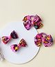 Ribbon candy Set Of 2 Floral Printed Hair Accessories Combo Set - Magenta