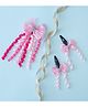 Ribbon candy Set Of 2 Bow Applique & Spiral Detailed Hair Accessories Set - Pink & Silver