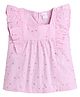 Funshine Cotton Woven Frill Sleeves Heart Printed Top - Pink