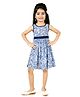 Funshine Rayon Woven Sleeveless Floral Printed Dress - Blue