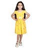 Funshine Rayon Woven Half Sleeve Floral Printed & Bow Applique Detailed Dress - Yellow