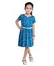 Funshine Rayon Woven Half Sleeve Floral Printed Dress - Teal Blue