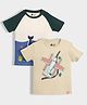 Orange Sugar 100% Cotton Knit Pack Of 2 Half Sleeves Whale & Plane Printed Tees - Multi Colour