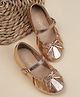 Kidsville Metallic Finish Bow Applique Detailed Buckle Closure Ballerinas - Gold